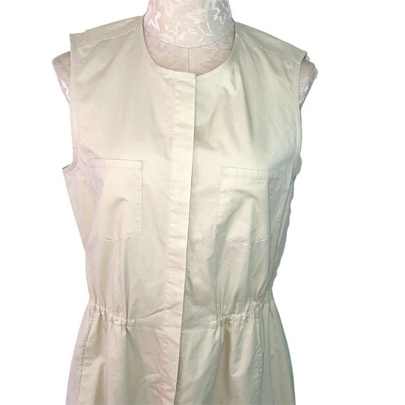 Theory Ketan Dress Womens Size 10 A Line Cinched Waist Button Front Pale Yellow - Picture 3 of 12